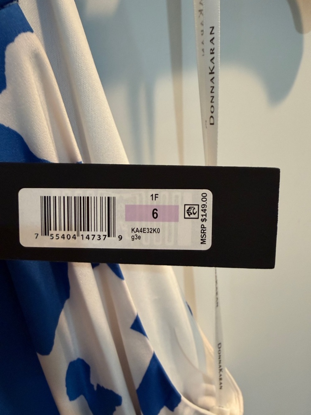 Donna Karan Blue and White Halter Midi Dress - Picture 3 of 4